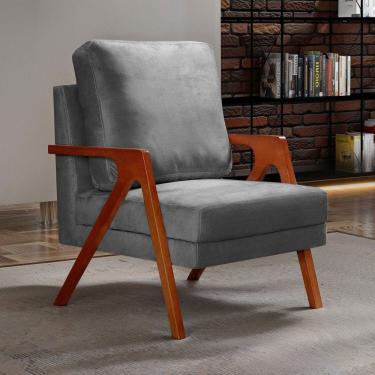 Imagem de Poltrona Kiara Decorativa Moderna Confortável Sala Recepção Flecha Cinza