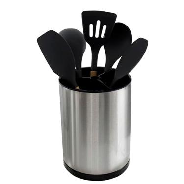 Imagem de Porta Talher Organizador Inox Giratório 360º Escorredor Pia