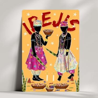 Imagem de Coleção 18 Quadros Decorativos Orixás Giz - Oxum, Oxóssi, Ogum, Iemanjá, Oxalá e Xangô... Umbanda - 20x14cm (Ibejis)