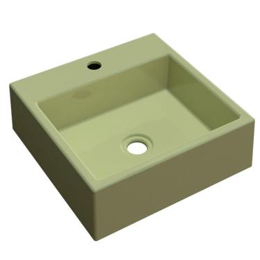 Imagem de Cuba De Apoio Para Banheiro Quadrada 35X35Cm Verde Acqua