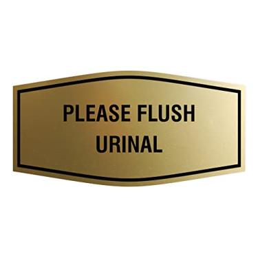 Imagem de Placa de mictório Fancy Please Flush (ouro escovado) - Pequeno