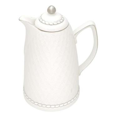 Imagem de Garrafa Térmica De Porcelana Branco/prata 900ml Wolff - ROJEMAC IMPORT