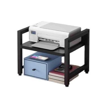 Imagem de suporte para impressora com armazenamento Prateleira de impressora de altura ajustável para mesa, escritório, casa, copiadora, máquina de fax, prateleira de armazenamento prateleira de impressora