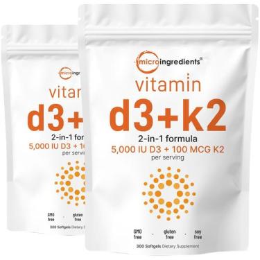Imagem de Suplemento de microingredientes Vitamina D3 5000 UI+K2 300 Cápsulas Ge