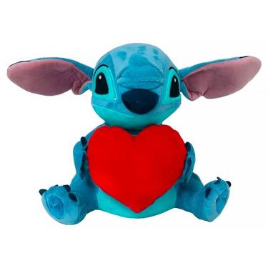 Imagem de Pelúcia Disney Stitch Coração Interativo com Som Luz 30cm BR1513 - Multikids