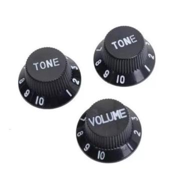 Imagem de Kit Jogo Knob Botão Volume e Tonalidade Guitarra - Wave, Preto