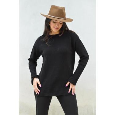 Imagem de Blusa em Tricot Mousse Manga Comprida Punho Canelado e Costas Mullet  