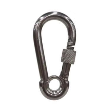 Imagem de Mosquetão Em Aço Inox 8 Mm Com Trava Rosca Carga Max 125kg - Abrolhos 