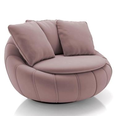 Imagem de Poltrona Decorativa Redonda Giratória Com Almofadas Saphire M22 Veludo Rosê - Mpozenato