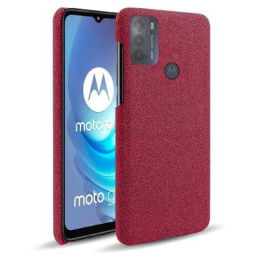 Imagem de Capa para MOTO G50,Capa desenhada em lona,Case Protetora Ultrafina com Empunhadura Macia,Design em Tecido Antichoque e Antiarranhões-Red