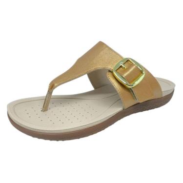 Imagem de Chinelo Rasteiro Feminino Ultra Conforto Metalizado Modare