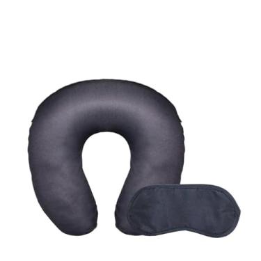 Imagem de Almofada De Pescoço Travesseiro Apoio Encosto Pescoceira para Viagens(cinza + mascara)