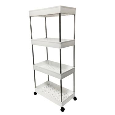 Imagem de Carrinho Organizador 4 Andares Multiuso Prateleira Carrinho 4 Prateleiras Com Rodinhas(KB-014B BRANCO)