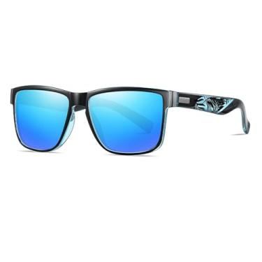 Imagem de VFDHN Óculos de sol polarizados masculinos e femininos com armação UV400 e visão noturna para dirigir e andar de bicicleta (preto e azul-gelo)