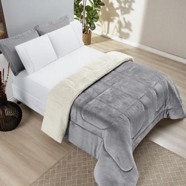 Imagem de Coberdrom Apollo Queen Sherpa Pele de Carneiro + Manta Flannel - Cinza