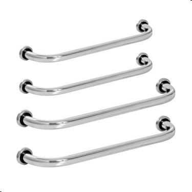 Imagem de Kit 4 Barras De Apoio De Segurança Para Banheiro 40cm E 80cm - MetalCr