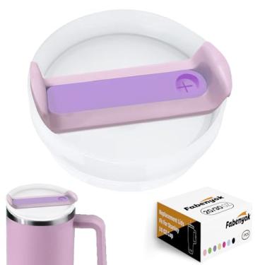 Imagem de Fabenyok Tampa de copo de substituição de 590 ml, 850 g, adequada para Stanley Cup, 1 pacote de tampas de substituição transparentes, capas de copo para acessórios Stanley Cup (opaco - roxo)