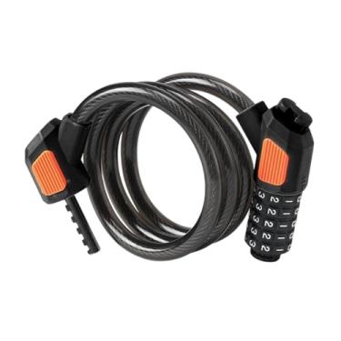 Imagem de simhoa Código de bicicleta de 5 dígitos Bloqueio de cabo portátil portátil Versátil Bicicleta Bloqueio de cabo para bicicleta de bicicleta ao ar livre, Preto