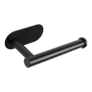 Imagem de Suporte de papel higiênico autoadesivo de aço inoxidável sem furos para parede, dispensador de rolo de papel toalha para banheiro e cozinha, preto A, 01