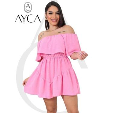 Imagem de Vestido Macaquinho Short, Azul bebe, babado, tecido Crepinho Elastex S