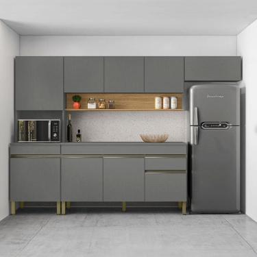 Imagem de Cozinha Completa Silver 9 Portas 1 Gaveta Gris/Freijó - Pnr Móveis