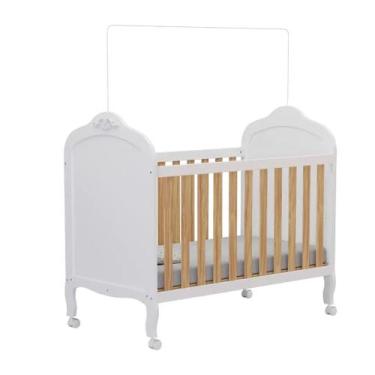 Imagem de Berço Moveis Peroba Elo Americano Provençal minicama MDF, Branco Amênd