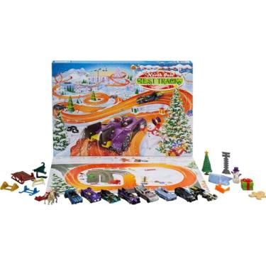 Imagem de Hot Wheels Calendário Do Advento 2021 com 24 Surpresas Que Incluem 8 Veículos Em Escala 1:64 e Outros Acessórios Legais, Além de Um Tapete de Painel de Jogo, para Colecionadores e (, Misturado)