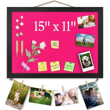 Imagem de Quadros de avisos roxos quadro de cortiça com feltro, 38 cm x 28 cm placa de exibição pequena placa de visão para paredes, joias, notas, coleção, fotos, escritório, moldura de madeira (preto) e feltro (rosa), 1 peça