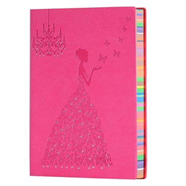 Imagem de Notebook diário, capa de couro A5 vintage, caderno sem linhas, cola, borboleta, princesa, diário de viagem, bloco de notas, caderno clássico em relevo para desenho e escrita, tamanho 145 x 210 mm, rosa, A5