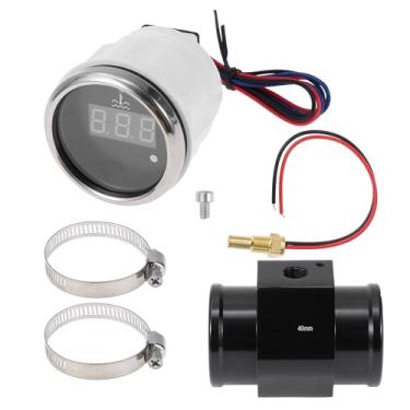 Imagem de A ABSOPRO Kit universal de medidor de temperatura da água digital de 4 cm com adaptador de sensor de radiador de tubo de junta preta 100-300F - Visor LED automotivo DC 12V
