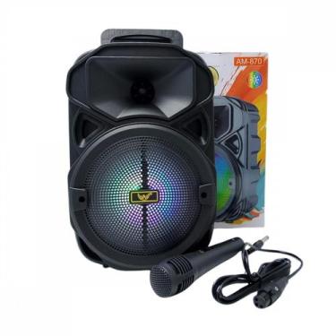 Imagem de Caixa de Som Karaokê sem fio Bluetooth LED RGB com Microfone 30W - Alt