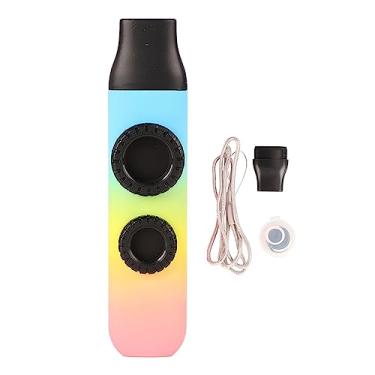 Imagem de Kazoo Instrumento musical profissional de plástico ajustável com 10 diafragmas de flauta para ukulele, violino, violão, teclado, alto brilho, gradiente azul ciano (textura da pele, gradiente tricolor)