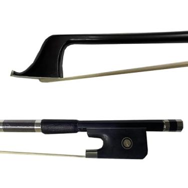 Imagem de Arco de violoncelo de fibra de carbono preto pelo de cavalo branco/cabelo de cavalo preto tamanho 4/4 para adulto (branco)