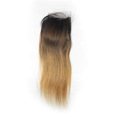 Imagem de Forawme 4X4" Pré-Arrancado, Liso, Fechamento Em Renda Suíça Com Linha Capilar Natural, 12" 1B/4/27, Cabelo Humano Ombré, Mechas Brasileiras Macias De Bebê Remy