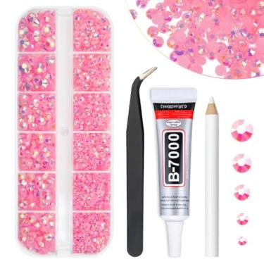 Imagem de qiipii Strass De Resina Rosa Escuro Ab Com Cola B7000 Para Joias Artesanato Deslumbrante 2 Mm 3 4 5 6 Pedras Gelatina Fundo Plano Ss6 Ss10 Ss16 Ss20 Ss30 Diamantes Gemas Unhas Rosto Maquiagem Copos