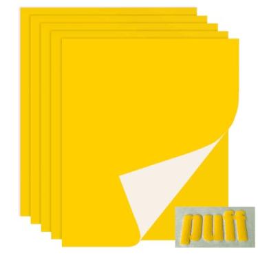 Imagem de Tvinyl Warehouse Vinil De Transferência Térmica Amarelo Htv, 5 Peças Para Camiseta, Ótima Adesão E Efeito Fofo