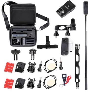 Imagem de PellKing Pacote de acessórios para Insta360 X5/X4, estojo de transporte rígido com cinto de ombro, bastão de selfie, clipe de mochila, protetor Sreen, suporte de alça de cabeça, suporte de guidão de