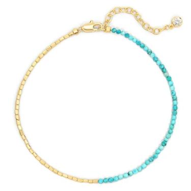 Imagem de DREMMY STUDIOS Tornozeleira feminina banhada a ouro 14 K, feita à mão, com contas, corrente de elos de contas para presente, Medium, Sem Pedra Preciosa