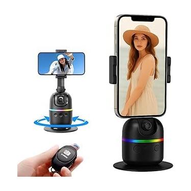 Imagem de Suporte Inteligente para Celular com Reconhecimento Facial, Rotação 360°, Bateria 1200mAh, Controle por Gestos, Preto