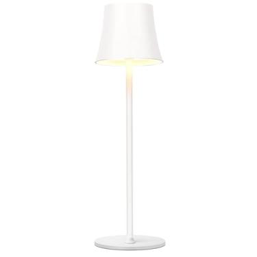 Imagem de Leroxo Luminária De Mesa Portátil Metal, Led Sem Fio, Lâmpada Recarregável Com Controle Toque 3 Cores, Decoração Quarto Níveis Brilho, Cabeceira, Luz Noturna, Jantar (Branca - 2)