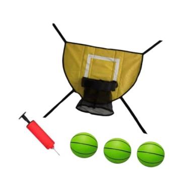Imagem de Dynwave Conjunto de cesta de basquete e trampolim, gol de basquete, brinquedo esportivo, acessórios para trampolim para crianças, adultos e crianças, Bola Verde