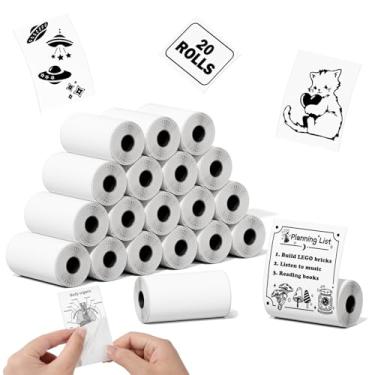 Imagem de Papel adesivo de papel térmico para notas de estudo, foto, rabiscos, adesivos DIY, listas de papel adesivo preto sobre branco, 50 mm x 3,5 m, 20 rolos