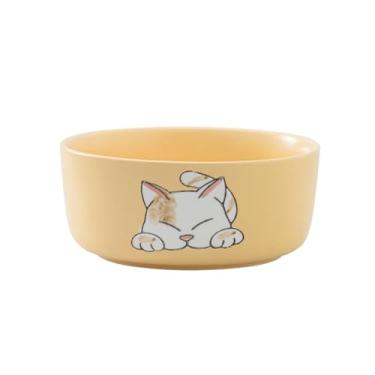 Imagem de Utensílios de mesa em estilo japonês para casa desenhados à mão criativos fofos simples e delicados irregulares - tigela de estilo europeu de 18 cm - gato (laranja)