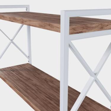 Imagem de Prateleira Decorativa Indutrial 80X20 para Salas, Escritórios, Quartos, Salas de Estar(M Amadeirado Médio/S Branco)