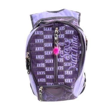 Imagem de Mochila Feminina Escolar Lilas Para adolescentes bolsa com chaveiro - 