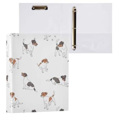 Imagem de Fichários de 3 cm com três anéis Jack Russell Terriers fichário com bolsos 3 furos para escritório escolar, pacote com 2