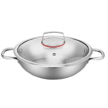Imagem de Frigideira Wok Inox Triplo 4,1 Lts, Nr 30, Tampa de Vidro Gp