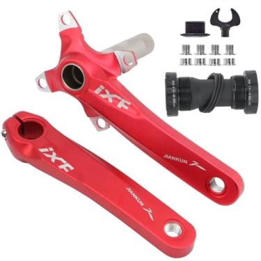 Imagem de CYSKY Conjunto de manivela de mountain bike 175 mm 104 BCD com kit de suporte inferior e parafusos de anel de corrente para bicicleta de estrada MTB BMX, compatível com Shimano, FSA, Gaint (vermelho)