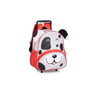 Imagem de Mochila Infantil com Rodinhas, Estampa Cachorro, 30x34x17cm, Vermelha