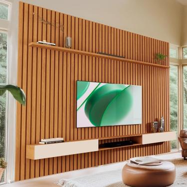 Imagem de Painel Ripado Com Rack Aéreo Tv Até 75 2.2 Nature Off White Veridian Shop Jm